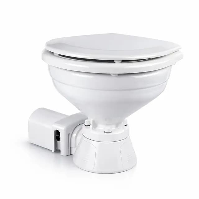 NAVPOWER Inodoro eléctrico de 12 V con taza compacta, escape automático, bomba integrada y funcionamiento silencioso para barco, autocaravana y vehículos de ocio
