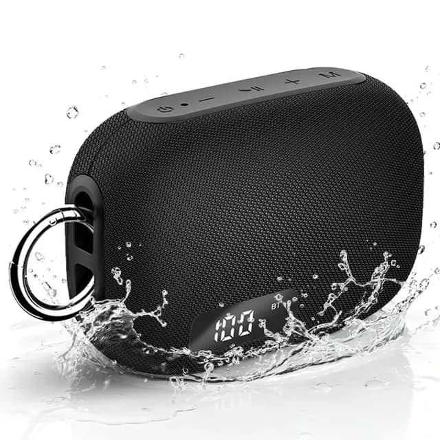 Altavoz Bluetooth 5.4 Potente 15W, Pantalla Digital Inteligente, Altavoces Bluetooth Potentes Bass Boost, TWS y Tarjeta TF, USB, 20H Autonomía, IPX7 Impermeable para Camping,Viajes, Aire Libre, Negro – Imagen 1