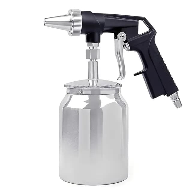 Pistola de chorro de arena, presión de trabajo de aire comprimido, 6,2 bar, dispositivo de chorro de arena portátil, pistola de chorro de arena de 1000 cc, capacidad de aluminio para pulir, alisar
