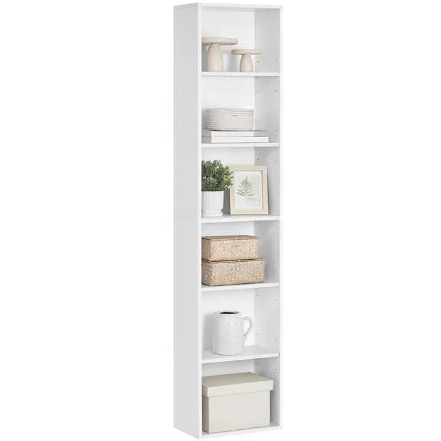 VASAGLE Estantería, Librería de 6 Niveles, Estantería de Almacenamiento Abierto, 24 x 40 x 178,5 cm, para Sala de Estar, Estudio, Comedor, Blanco Nube LBC167T14