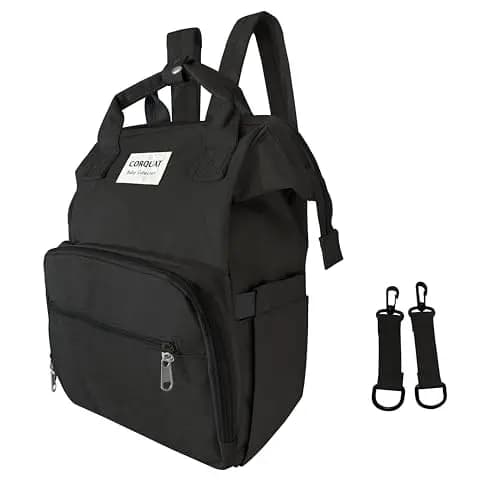 Mochila pañalera con diferentes espacios de almacenamiento y correas para el cochecito, ideal para llevar tu cambiador bebe portatil, funcional bolso carro bebe.