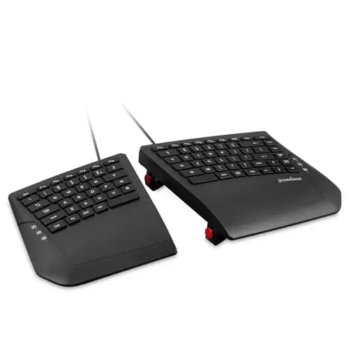 Perixx PERIBOARD-524B US, [Firmware actualizado] Teclado dividido ergonómico con cable - Ángulo de inclinación ajustable - Teclas de membrana de perfil bajo - Negro - Inglés de EE. UU