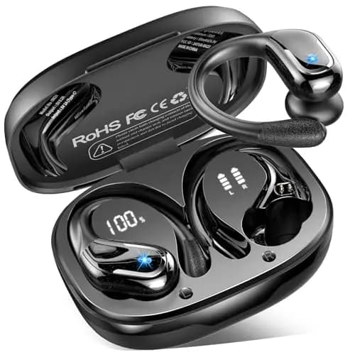 Auriculare Inalámbricos Deportivos, Nueva Auriculares Bluetooth 5.4 con HD Mic, 75H Cascos Inalambricos Bluetooth HiFi Estéreo, Cancelacion Ruido ENC Auriculares Running, IP7 Impermeable/Pantalla LED