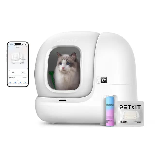 PETKIT Pura MAX 2 Arenero Gatos Autolimpiable, Inodoro para Gato, Arenero Autolimpiable para Gatos, Anti-Fugas, xSecure/Eliminar olores/APP/76L, para Varios Gato (Sin Purificador, con N50