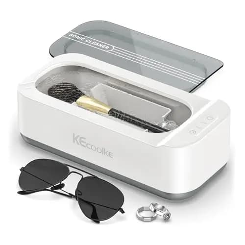 KECOOLKE Limpiador ultrasónico de joyas, 400 ml limpiador acústico con temporizador digital para gafas, anillos, monedas, plata, solución de limpieza ultrasónica para regalos