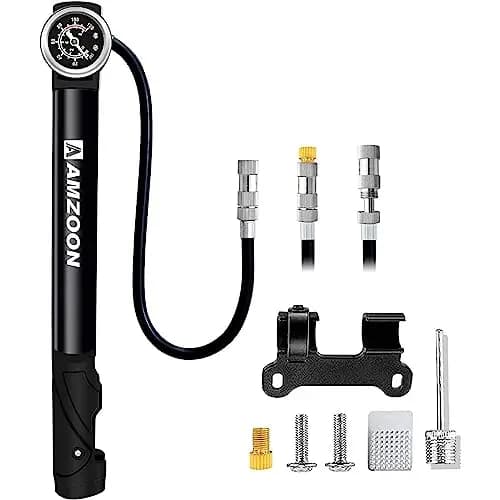 Bomba de Aire para Bicicleta con Manómetro y Manguera extendida, Mini Bomba de Bicicleta Adecuada para Válvulas Schrader y Presta