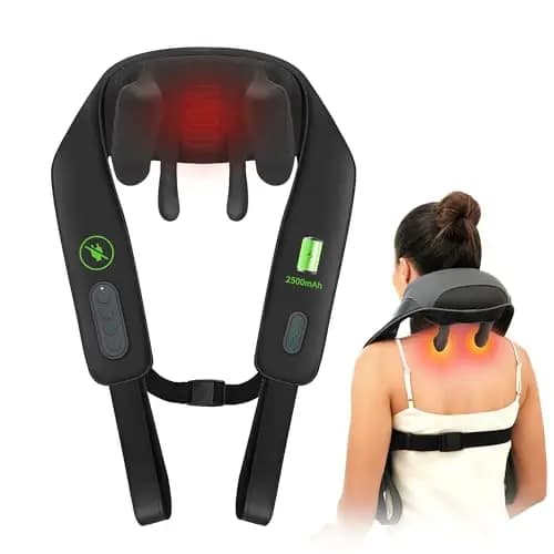 Snailax Masajeador Cervical, Masajeador cervical y espalda con Calor, Masajeador Inalámbrico de Cuello, 4D Shiatsu maseajor cervical y espalda con Masaje,Regalos para Hombres Mujeres