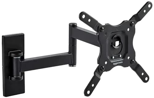 Amazon Basics Soporte de Pared para TV, Movimiento Completo, Giratorio e Inclinable para Televisores o Monitores Planos y Curvos de 12 a 40 Pulgadas de hasta 36Kg, VESA Máximo de 200 x 200mm, Negro