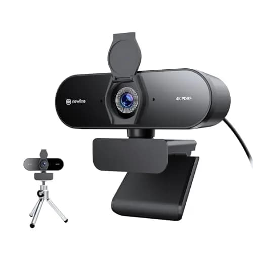 Webcam 4K con 2 Microfono con Trípode de Metal, 1080p@60fps, Autofokus PDAF en 1 Segundo, Sonido Estéreo Nítido, Corrección de Luz, USB Camara Webcam para PC Windows MacOS Videoconferencia