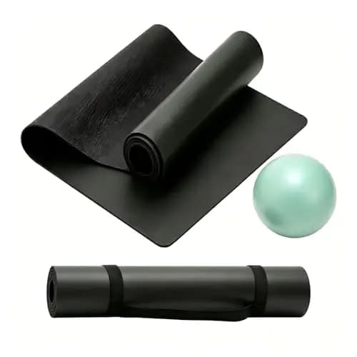 Esterilla de Yoga de PU y Caucho Natural, 183x68cm, Grosor 5mm, con Pelota de Yoga y Correa de Transporte DE REGALO, Ideal para Hot Yoga, Pilates y Entrenamiento en Casa