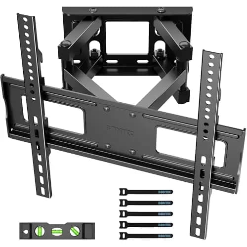 BONTEC Soporte TV Pared para Pantallas Planos y Curvos de 23-70 Pulgadas, Soporte Pared TV Inclinable y Giratorio con Doble Brazo de Movimiento Completo, Resistentes hasta 45 kg, Máx. VESA 400x400mm
