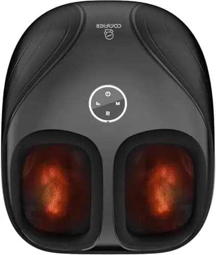 COMFIER masajeador de pies, Shiatsu Masajeador de pies con calor, amasamiento compresión de rodadura para la calentador de pies, regalos para mujer hombre