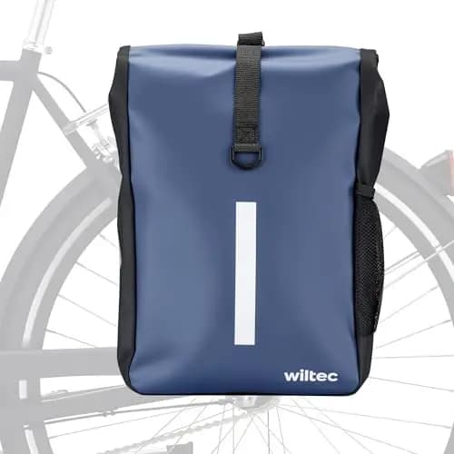 WilTec Bolsa para Bicicleta 16 L Azul Impermeable Material PVC y poliéster con Correa Ajustable Uso como Bandolera Ideal para portabultos Traseros Ciclismo Compras excursiones y Transporte Diario