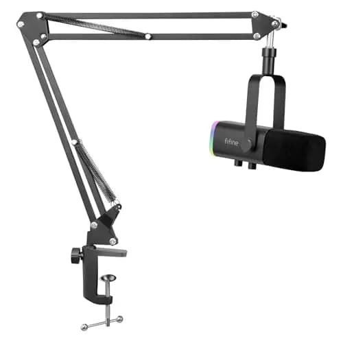 FIFINE XLR Streaming Micrófono Dinámico de Podcast, RGB Gaming Micrófono USB con Soporte Microfono per Ordenador PS4 PS5, para Podcast Estudio Podcasting Grabación