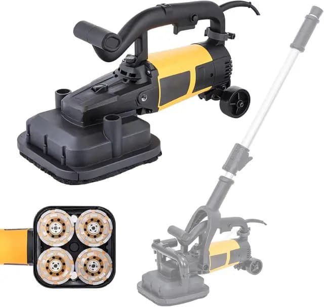 Kit de pulidora de hormigón, pulidora eléctrica de Suelos de 3800 W, 6 velocidades Ajustables, con Barra de extensión, lijadora Manual para pulir y desincrustar Metales.