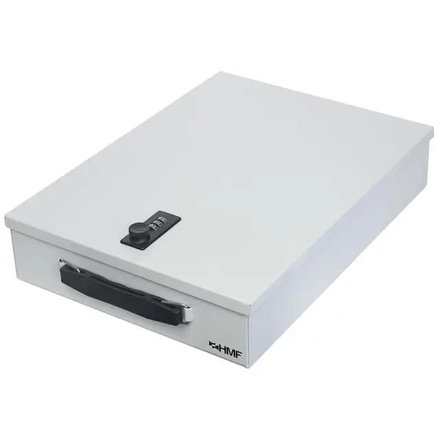 HMF 1413-07 Caja para documentos con cerradura de combinación, DIN A4, gris claro
