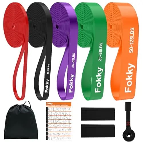 Fokky Gomas Elasticas Musculacion[Set of 5], Bandas Elasticas Musculacion con Bolsa de Transporte, Cintas Elastica Ejercicios para Entrenar Powerlifting Fitness