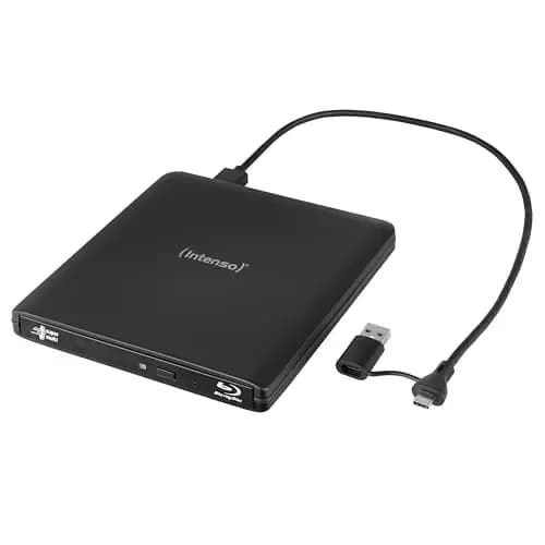 Intenso Grabadora externa de Blu-ray EOD 500BD Slim USB 3.2 para ordenador portátil, ordenador de sobremesa, iMac, MacBook, Windows, MacOS, incluye software de grabación Ashampoo Burning Studio, color