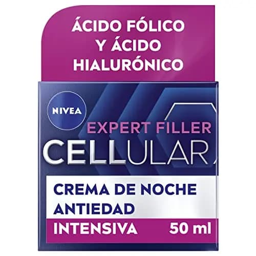 NIVEA Cellular Expert Filler - Crema de Noche - Antiarrugas - Efecto Rellenador 24h - Con Ácido Hialurónico y Ácido Fólico - Crema Antiedad - Extra Firmeza - Todo Tipo de Pieles - 50 ml – Imagen 1