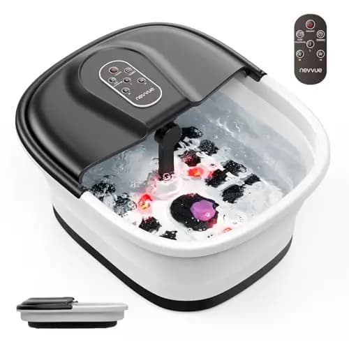 Masajeador de Pies con Agua Plegable, Hidromasaje para Pies con 3 niveles de Calor y 16 Rodillos de Masaje, Masaje Pies Control Inteligente de Temperatura, Spa para Pies, Foot Spa Massager