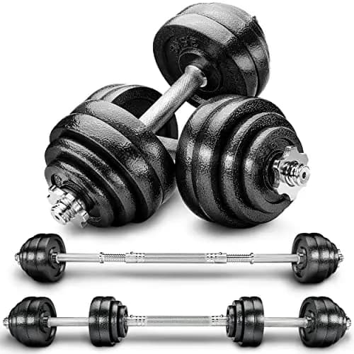 RE:SPORT Mancuernas Ajustables 15-30kg - Pesas y Mancuernas de Hierro Fundido con Barra y Discos para Culturismo, Aptitud, Halterofilia, Ejercicios de Gimnasio Doméstico