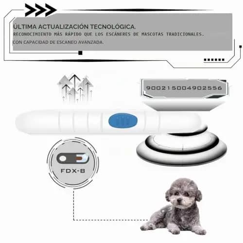 Smoostart Lector Microchip Animales, Lector Chip Mascotas, escaner Microchip 1000 Almacenamiento de Datos Lector Chip Perro para Perro/Gato Solo Compatible con microchips FDX-B/EMID (15/10) dígitos