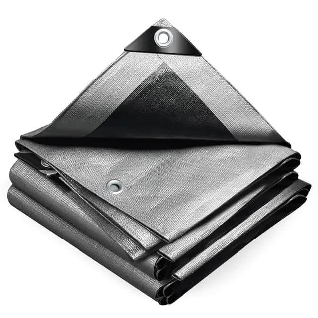 VOUNOT® Lona Impermeable Exterior 4x6m, Toldo Reforzado PE 240 g/m² Protección contra UV, con Ojales de Acero Inoxidable para Leña, Muebles, Jardín, Piscinia, Vehículos, Gris-Negro