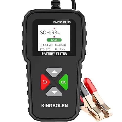 KINGBOLEN Comprobador de baterias de coche 24V/12V/6V, BM550 PLUS 2-220Ah 100-2000 CCA Pantalla LED arrancador baterias coches comprobador de pilas para coche apto para automóviles motocicleta ATV SUV