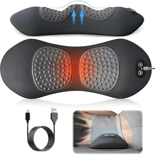 Masaje De Espalda 3 En 1,Dispositivo De Masaje De Espalda 3 En 1,Masajeador De Espalda, Con Calor, TraccióN Y VibracióN,Aliviar El Dolor De CiáTica Y Lumbar, Soporte Lumbar ErgonóMico (Black) – Imagen 1