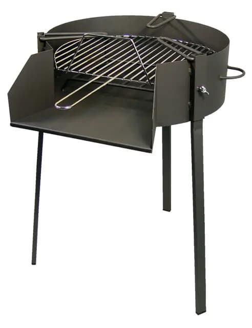 Imex El Zorro - Barbacoa Redonda Ø70 cm con Soporte para Paellera | Barbacoa Exterior sin Humo Portátil | Barbacoa Carbón o Gas | Barbacoa Pequeña y Desmontable para Jardín o Terraza