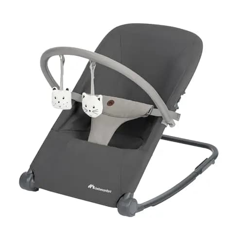 Bebeconfort Aster, Hamaca Bebé, 0–2 años, Ligera (2,7 kg), Portátil, Ultracompacto Plegable, Respaldo Regulable, Arco de Juguetes Extraíble, Arnés de 3 puntos, Modo Fijo, Tinted Graphite