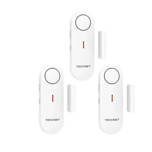 TECKNET Alarmas de Puertas y Ventanas, Sensor Puerta Alarmas para Casa, Alarma y Timbre 2 en 1, Control de Volumen de 3 Niveles, Alarma Puerta con Sirena para Hogar, Tienda, Oficina, Garaje (3 PCS)