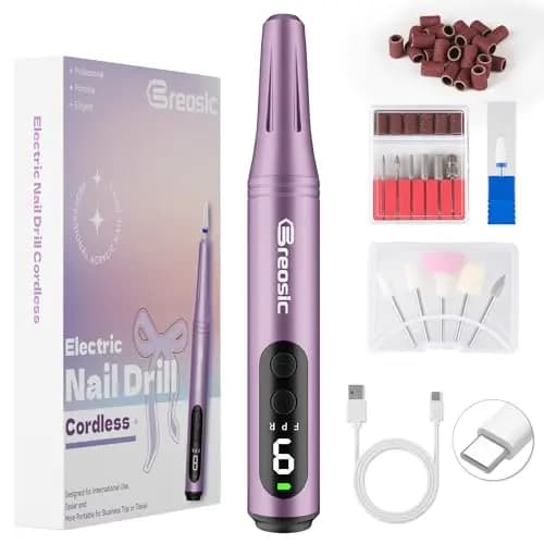 Torno para Uñas Profesional 35000 RPM-Torno para Uñas 12 en 1 con Lima Eléctrica Uñas Nail Drill,Brocas,Kit/Set Manicura y Pedicura,Carga USB-C 9 Velocidades para Salón DIY Gel/Acrílicas