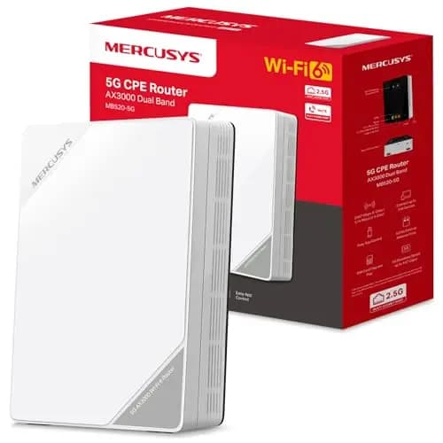Mercusys MB520‑5G – Router 5G / WiFi 6 Dual Banda AX3000 con módem Integrado, Puerto 2,5 Gbps, Ranura Nano SIM y compatibilidad EasyMesh