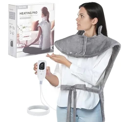 NALONE Almohadilla Térmica para Espalda y Cuello 63×100cm, 6 Niveles de Calor, Temporizador de Apagado Automático de 4 Horas, Cinturón, Franela, Lavable a Máquina
