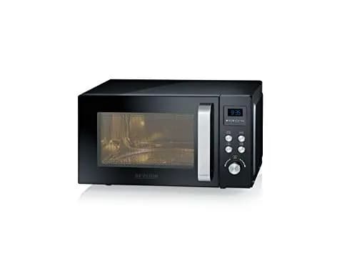 SEVERIN Microondas con grill y convección 3 en 1, hasta 200 °C, mini horno con función de precalentamiento, horno microondas con plato antiadherente para pizza, negro, MW 7752