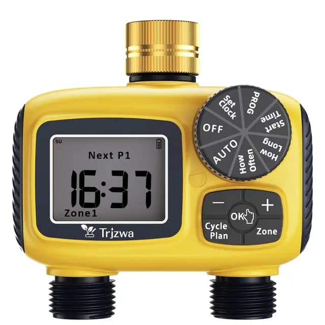 Ordenador de Riego con 2 Salidas, Riego por Goteo Programable con Entrada de Latón,Riego Automático con Temporizador, IP55, Resistente al Agua,Sistema de Temporizador de Riego Digital – Imagen 1
