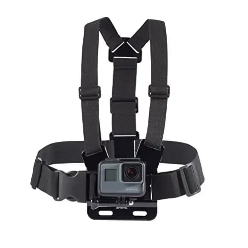 Amazon Basics Arnés de Pecho Ajustable para GoPro y Cámaras de Acción, Ligero y Cómodo, Negro – Imagen 1