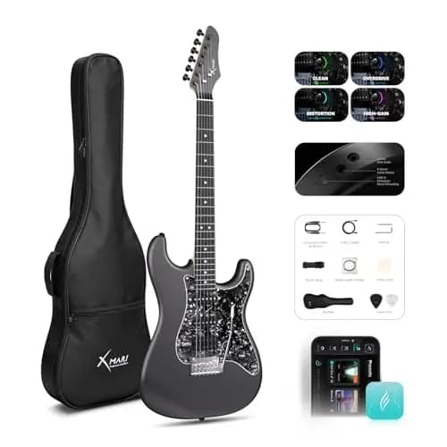 Enya XMARI - Guitarra eléctrica inteligente con efectos DSP integrados, 4 preajustes, grabación USB-C OTG, salida de auriculares, pastillas de cerámica personalizadas, cuerpo de fibra de carbono, con
