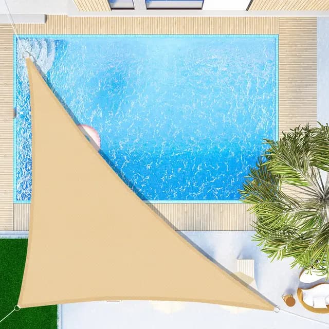 SUNNY GUARD Toldo Vela de Sombra Impermeable 3x3x4.25m Triangular a Prueba de Viento protección UV para Patio,Jardín, Exteriores, Terraza, Color Arena