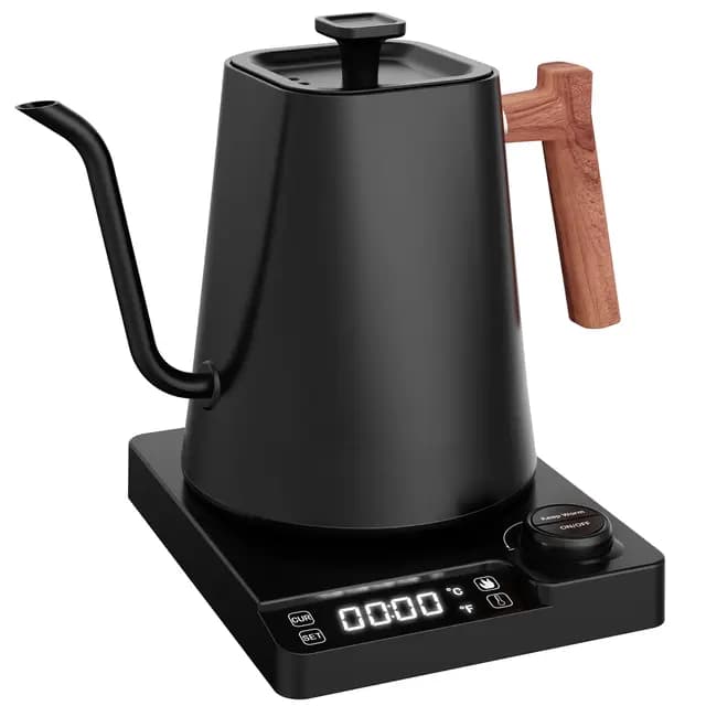Hervidor de agua de acero inoxidable con ajuste de temperatura, hervidor de cuello de cisne, 24 horas, tetera eléctrica con indicador de temperatura, hervidor de café, 1L, 1200W