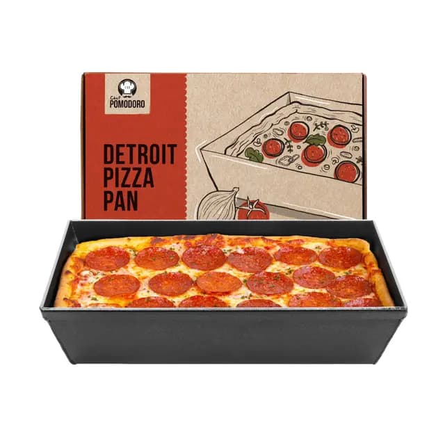 Chef Pomodoro bandeja pizza horno 25 x 10 cm, molde pizza horno rectangular para porción individual, estilo Detroit pizza pan, aluminio antiadherente, ideal para reposteria, tarta y moldes reposteria