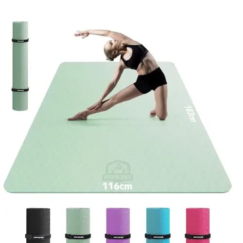 HAPBEAR Esterilla Yoga Grande, 183×116cm /198×137cm×6mm, Con Correas de Velcro y Bolsa de Transporte, Antideslizante Colchoneta Deporte Fitness, Yoga Mat en Casa para Mujeres y Hombres