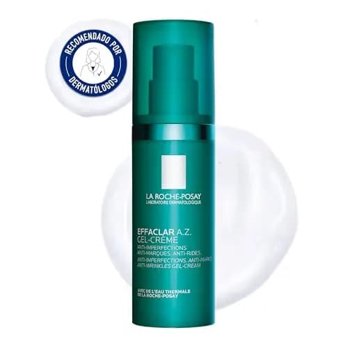 La Roche-Posay Effaclar A.Z., Gel-Crema Anti-Imperfecciones y Anti-Arrugas, Hidratante Diario, Con Ácido Azelaico, Ácido Salicílico y Ácido Hialurónico, 40ml