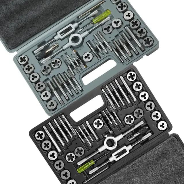 VEVOR Juego de Machos y Terrajas 80 piezas M3-M12 Métrico y SAE de Acero Kit de Machos y Troqueles con Maletín de Transporte Portátil Herramientas para Construcción Reparación de Automóvil Fontanería