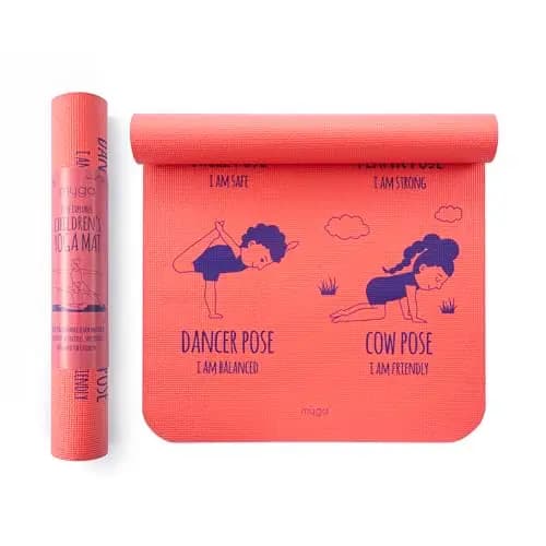 Myga Tapete de yoga para niños con estampado de seda, antideslizante, para ejercicio, fitness, yoga y atención plena, ligera, fácil de limpiar, para niñas y niños