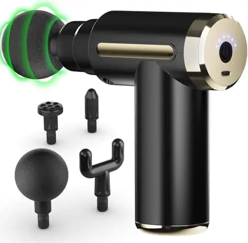 Cotsoco Pistola de masaje, Pistola de masaje muscular, Masajeador de percusión muscular con 4 cabezales de masaje, Pistola masajeadora para piernas, espalda, hombros y cuello, gran regalo.
