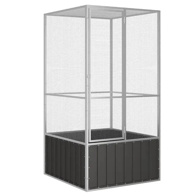 vidaXL Jaula de Pájaros Aves Pajareras Casita Acero Galvanizado Antracita