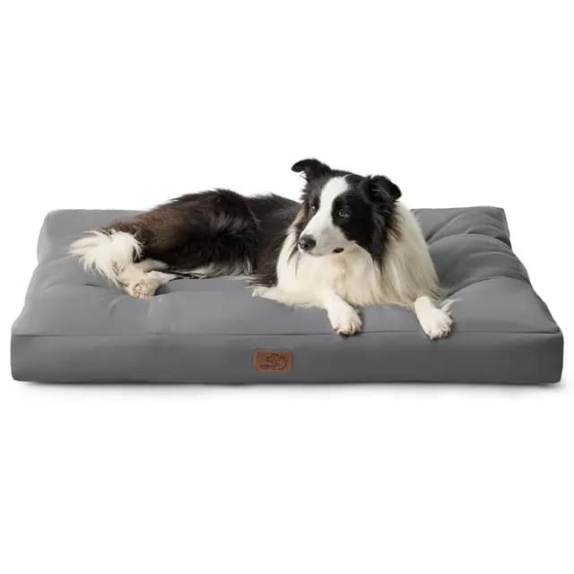 Bedsure Cama Perro Impermeable Grande - 91x68x10 cm Colchón Perro Lavable, Cojín Perro Antipelo y Suave, Gris Oscuro, L – Imagen 1