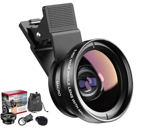Objetivo para movil Universal 2 en 1, Macro 12,5X para movil, Objetivo Gran Angular de 0,45x, Lentes Macro y Gran Angular para la mayoría de Smartphones
